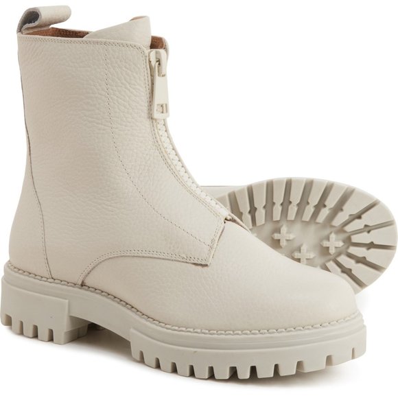 NEW SHOECOLATE Made in India Zip Boots - Leather For Women Off White  463sn - Picture 1 of 6